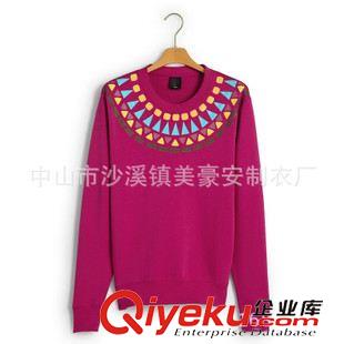 女式衛衣絨衫 服裝廠供應批發印第安風情圓領衛衣 新款精梳棉套頭衛衣 歡迎定做