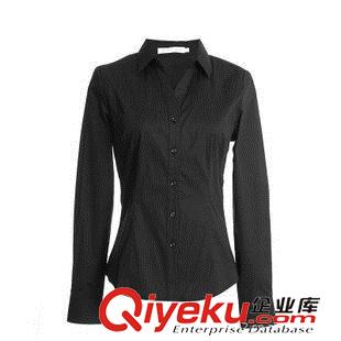 襯衣 供應(yīng)新款氣質(zhì)OL百搭時(shí)尚V領(lǐng)素色女式襯衣 長(zhǎng)袖 歐美風(fēng)