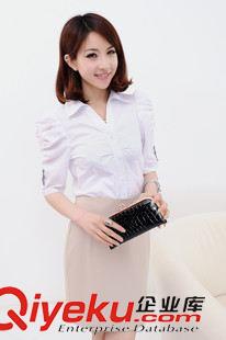 店鋪一年四季爆款 實拍夏季新款女裝 翻領(lǐng)泡泡袖蝴蝶結(jié)裝飾修身百搭五分袖襯W715