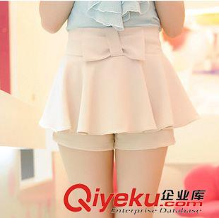 【短褲】 2015年春夏季休閑短褲女 韓風新款甜美高腰系蝴蝶結短褲半身裙褲