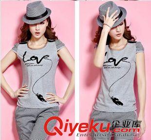 短袖套裝 2015新款女裝時(shí)尚7分褲運(yùn)動(dòng)服夏季女款短袖休閑運(yùn)動(dòng)套裝原始圖片2