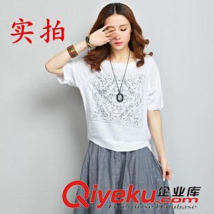 棉麻大碼女裝 夏裝新款 不規(guī)則韓版寬松短袖簡約亞麻T恤棉麻上衣女衣A1016