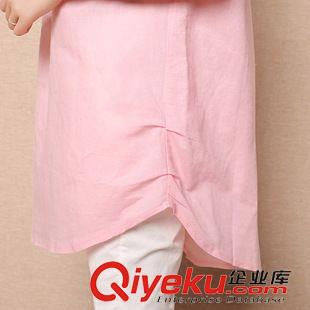棉麻大碼女裝 2015年新款韓版小清新圓領(lǐng)寬松顯瘦棉麻短袖襯衫女亞麻x121原始圖片2