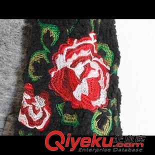  小外套 韓版呢子拼接羊羔毛刺繡花朵外套加厚棉服棉衣 棒球服6627