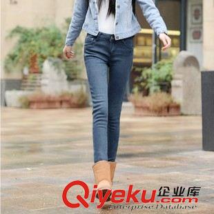 牛仔下裝 韓版冬季時尚加絨加厚牛仔褲女 長褲小腳褲修身顯瘦保暖鉛筆褲潮原始圖片2
