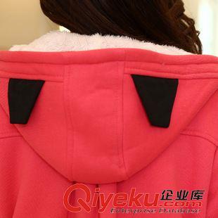 厚款衛(wèi)衣女外套 2015秋冬新款加絨厚款時(shí)尚爪印胖MM衛(wèi)衣外套 大碼女裝批發(fā)原始圖片3