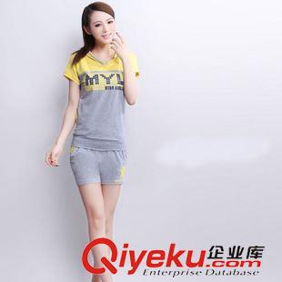 時尚歐韓女套裝 批發夏裝新款休閑套裝時尚印花短袖短褲運動套裝女潮顯瘦