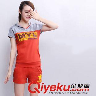 時尚歐韓女套裝 批發夏裝新款休閑套裝時尚印花短袖短褲運動套裝女潮顯瘦