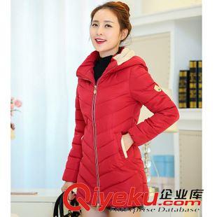 羽絨服棉衣外套 2015冬季新款韓版修身女簡(jiǎn)約時(shí)尚連帽保暖中長(zhǎng)款羽絨棉服原始圖片3