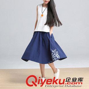 【棉麻半身裙】 2015夏裝新款森女系棉麻碎花大擺裙百褶裙大碼女裝半身棉麻裙子