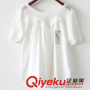 【夏季新品】 2015年夏風(fēng)新款韓版純色純棉蕾絲拼接寬松T恤短袖T恤