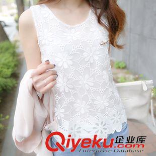 雪紡衫  蕾絲衫 2015夏裝新款韓版大碼蕾絲背心女裝雪紡衫上衣批發(fā)一件代發(fā)