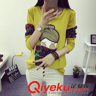 時尚T恤 秋季新款長袖T恤女裝寬松顯瘦上衣學(xué)生印花t恤批發(fā)一件代發(fā)原始圖片2