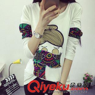 時尚T恤 秋季新款長袖T恤女裝寬松顯瘦上衣學(xué)生印花t恤批發(fā)一件代發(fā)原始圖片3
