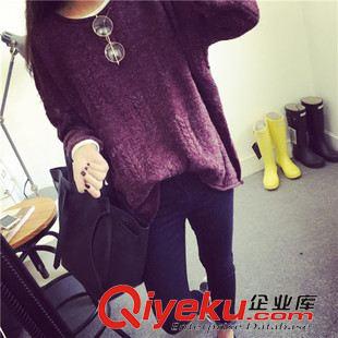 毛衣 秋季韓國東大門復古麻花圓領寬松套頭羊毛毛衣批發一件代發