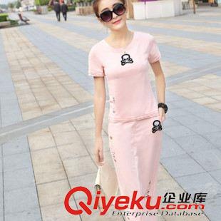 6月新款 2015夏季韓版新款女裝棉麻兩件套連衣裙復古中長款套裝裙
