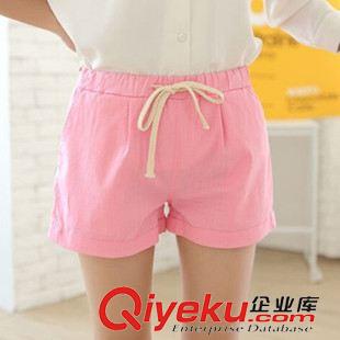 休閑短褲   裙褲 2015新款高腰短褲女夏顯瘦寬松大碼韓國熱褲簡約薄款棉麻休閑短褲