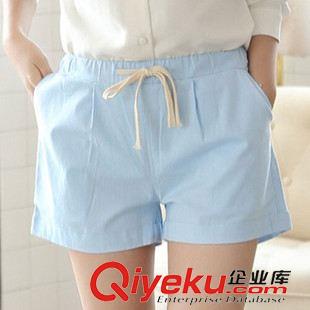 休閑短褲   裙褲 2015夏裝新款棉麻糖果色學院風寬松休閑大碼短褲熱褲子女原始圖片2