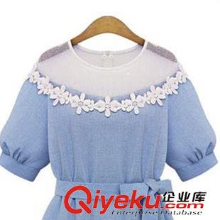 胖MM大碼女裝 2015夏裝新款歐美大碼女裝胖MM蕾絲鏤空修身短袖原始圖片2