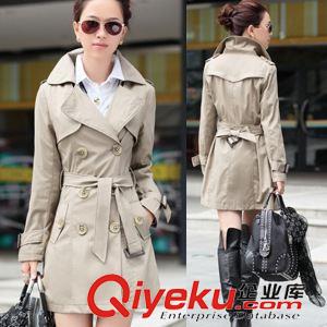 2015-11 新款 2015秋裝新款女裝中長款風衣 純色修身