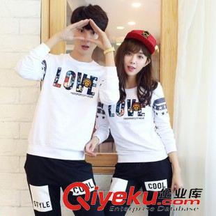 8月10新品 2015秋季LOVE字母繡花情侶衛衣純棉長袖情侶裝 男女班服原始圖片2
