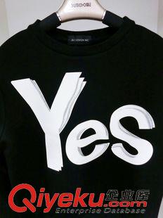 7月10新品 2015秋季情侶裝班服 韓版長(zhǎng)袖字母YES NO套頭衛(wèi)衣