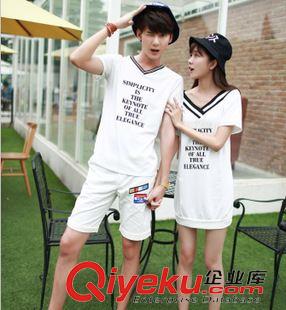 6月30新品 2015夏季情侶裝 韓版時尚甜美T恤連衣裙  印花字母情侶短袖原始圖片2