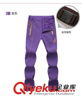 長(zhǎng)褲 情侶款戶外運(yùn)動(dòng)褲軟殼沖鋒褲男式女款防風(fēng)防水加厚保暖抓絨登山褲原始圖片3