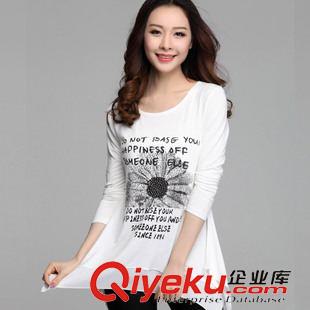 9月21號(hào)跟新 實(shí)拍 爆款韓版寬松大碼長(zhǎng)袖印花T恤 胖MM不規(guī)則打底衫原始圖片2