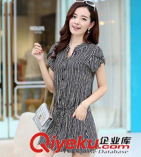 短袖連衣裙 夏季新款女時(shí)尚V領(lǐng)碎花純棉連衣裙 寬松大碼顯瘦短袖休閑裙子原始圖片2