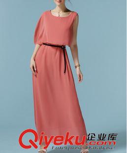 吊帶 背心連衣裙 歐洲站 2015夏裝新款雪紡連衣裙 單肩禮服連衣裙 寬松斗篷款連衣原始圖片2