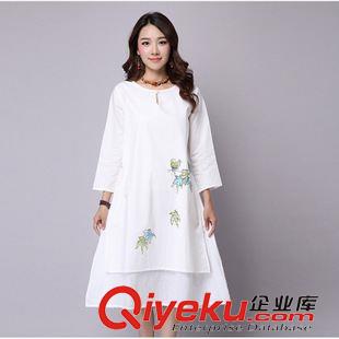 大碼女裝 實拍2015秋季新款韓版大碼女裝時尚印花牛仔連衣裙 長衫