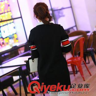新品連衣裙 廠家直銷2015春裝新款女裝韓版大碼寬松翻領撞色拼接卡通連衣裙