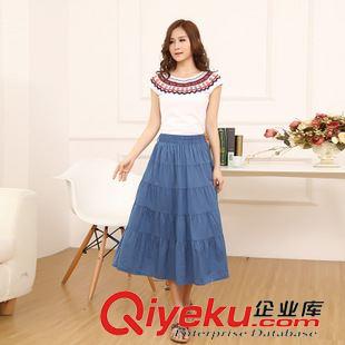 半身裙 2015夏季新款女裝半身裙學(xué)院風(fēng)沙灘度假飄逸百褶大擺裙仙女裙子原始圖片3