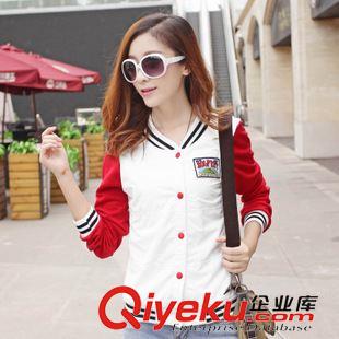 八月新款一期 2015秋裝新款學(xué)生休閑棒球服開衫 條紋拼色長袖薄外套女原始圖片2