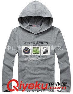 衛(wèi)衣套頭衫 工廠定做男式純棉連帽套頭薄款春秋衛(wèi)衣老鼠袋印花套頭男衛(wèi)衣OEM原始圖片2
