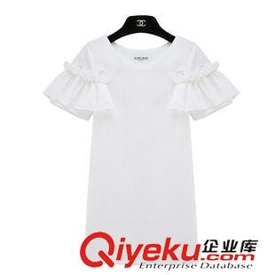 棉麻系列 歐美風(fēng)2015夏季上新 清新亞麻透氣荷葉袖顯瘦短袖連衣裙原始圖片2