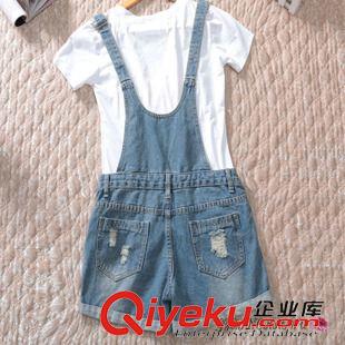 牛仔短褲 春夏季大碼寬松顯瘦休閑牛仔背帶短褲女韓版連體學(xué)生熱褲原始圖片2