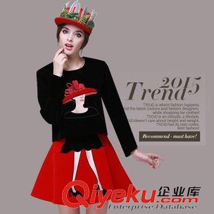 9月18日更新中 2015歐洲站歐美女裝長袖個性連衣裙兩件套裙金絲絨套裝裙連衣裙