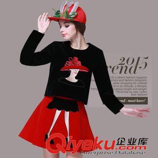9月18日更新中 2015歐洲站歐美女裝長袖個性連衣裙兩件套裙金絲絨套裝裙連衣裙