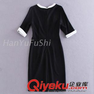 8月30日更新中 現(xiàn)貨2015秋季新款 唐嫣小香風(fēng)蝴蝶結(jié)中袖包臀氣質(zhì)連衣裙原始圖片2