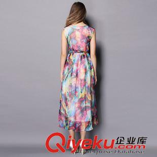 波西米亞連衣裙 2015夏裝新款無袖真絲連衣裙度假沙灘裙波西米亞海邊長裙女原始圖片2