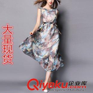 波西米亞連衣裙 2015夏裝新款無袖真絲連衣裙度假沙灘裙波西米亞海邊長裙女原始圖片3
