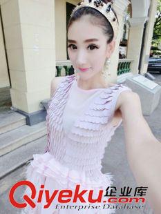 中年媽媽裝 2015#夏季花瓣魚鱗接多層不規(guī)則可愛名媛gd超仙女神款短裙638