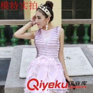 中年媽媽裝 2015#夏季花瓣魚鱗接多層不規(guī)則可愛名媛gd超仙女神款短裙638