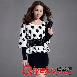 8月19號新款 秋冬新款韓版女裝氣質(zhì)波點假兩件連衣裙修身一步包臀短裙
