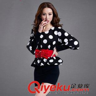 8月19號新款 秋冬新款韓版女裝氣質(zhì)波點假兩件連衣裙修身一步包臀短裙原始圖片3