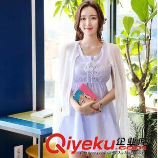 第2波 廠家批發韓版女裝夏新款時尚無袖連衣裙背心裙條紋圓領連衣裙