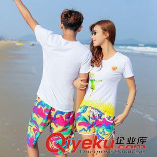 第3波 新款2015夏裝時尚印花情侶套裝 海邊短袖沙灘褲速干情侶裝