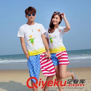 第3波 新款2015夏裝時尚印花情侶套裝 海邊短袖沙灘褲速干情侶裝